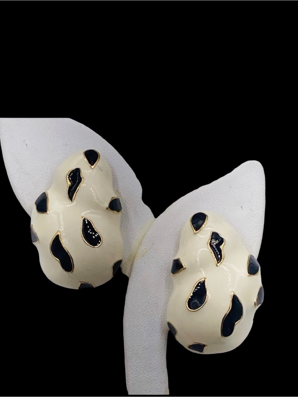 Vintage Ciner Enamel Animal Print Clip Earrings